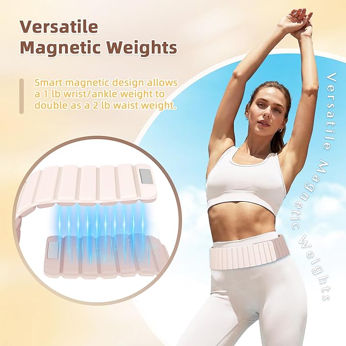 Wrist Weights Ankle Weights for Women 1 Pair (1.1 lb/2.2 lb Each) Silicone Magnetic Leg Arm Weighted Bracelet for Home Yoga Pilates Gym Workout Walking Jogging