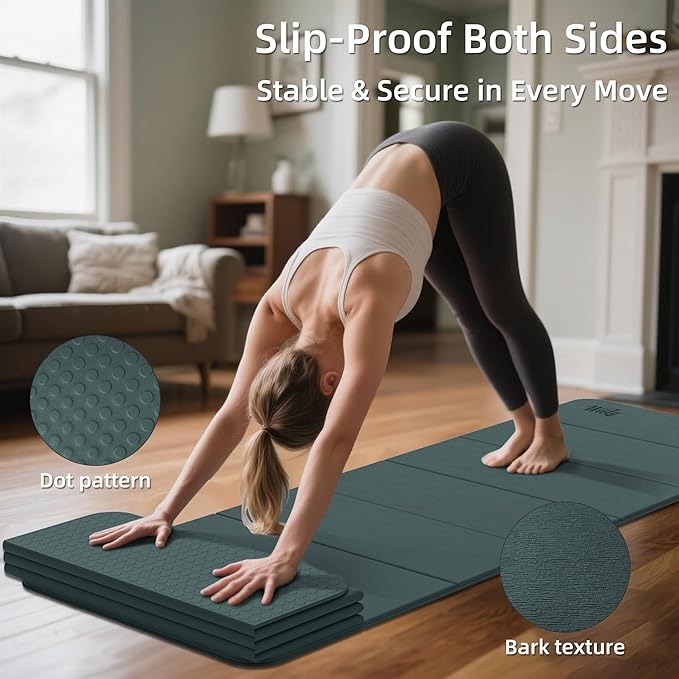 1/2 Inch Extra Thick Yoga Mat Pilates Equipment, 70"x24" Odorless Workout Mats for Home Gym, Non-slip Exercise Mats for Women Men Home Workout, Foldable Yoga Mats for Travel Camping Sleeping