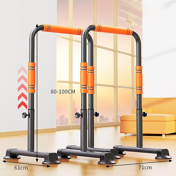 Dip Station, Dip Stand, Heavy Duty Dip Bar, Adjustable Parallel Bars 440LBS Loading Capacity for Home Workout Calisthenics Strength Training