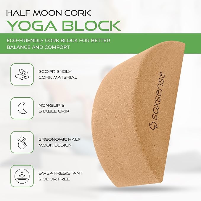 Soxsense Half Moon Recovery Block & Calf Stretching- Improve Balance, Stability & Foot Mobility/Calf Stretcher for Plantar Fasciitis Relief/Yoga & Pilates Balance Trainer