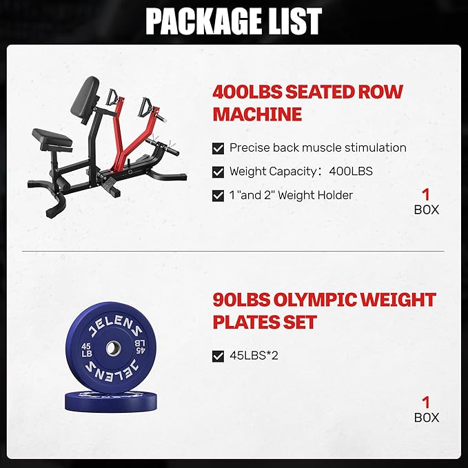 RM01 Seated Row Machine, Back Exercising Equipment Plate Loaded, Chest Supported T-bar Row Machine with Independent Arms, Back Machine Home Gym for 400LBS Capacity Gym Equipment