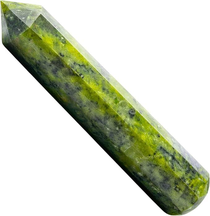 Amazing Gemstone Green Jade Crystal Wand Massage Stick - Pelvic Wand Gua Sha for Adults - Crystals and Healing Stones Massage Wands for Adults Gifts (Pointed)