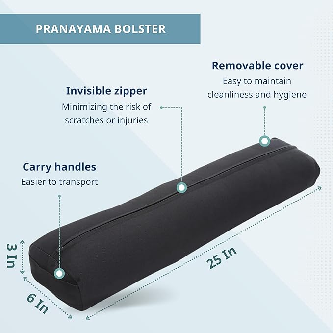 Everyday Yoga Premium Bolster, Soft & Supportive Meditation Pillow with Carry Handle, Lightweight Cushion for Restorative Yoga & Relaxation (Multi-Color)