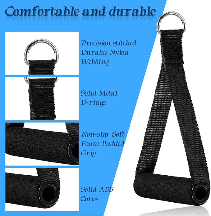 Sumind 16 Pcs Gym Exercise Handles Replacement Cable Machine Attachments for Home Gym Equipment Pulley System Resistance Bands, Strength Trainer, Heavy Duty Workout Handles