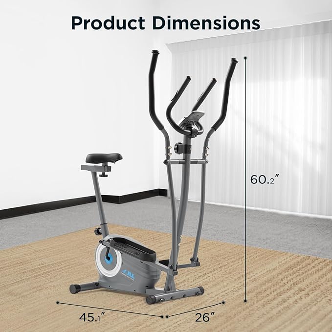 JLL Smart Upright Elliptical & Full-Body Cross Trainer – Compact, Low-Impact Cardio Machine for Home, Arm & Leg Workout, Whisper-Quiet, Heart Rate Monitor, Bluetooth with Fit App, Magnetic Resistance