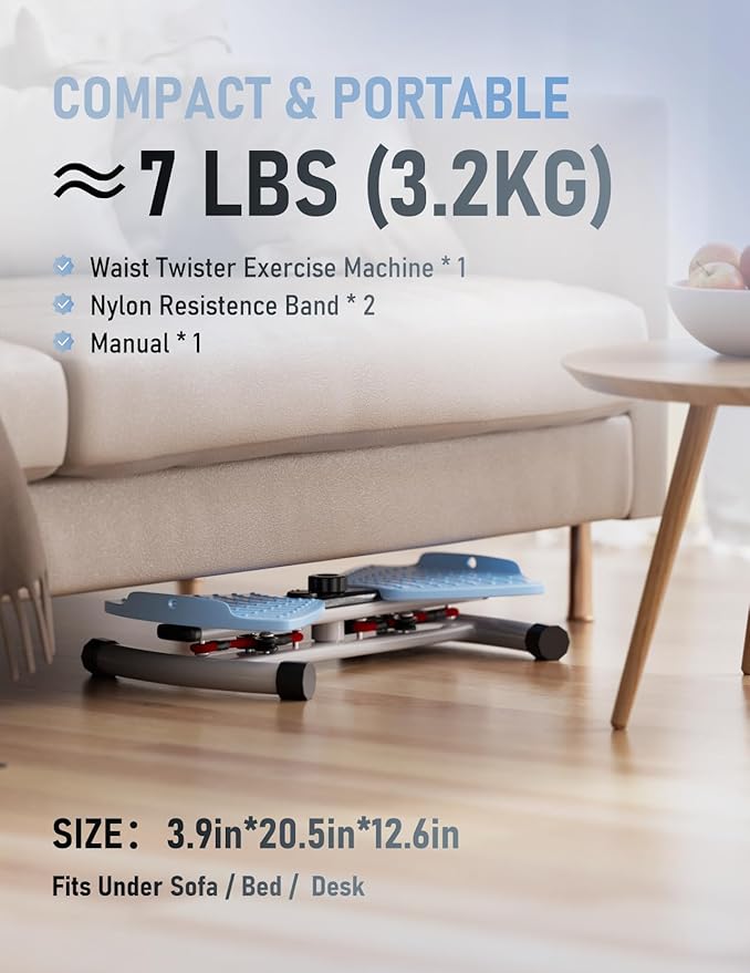 Waist Twister Machine Exercise, Ab Twist Board with Smart LED Digital Counter, Supports 300 lbs, Noiseless, Anti-Slip, Compact Portable for Home Gym Workout Equipment