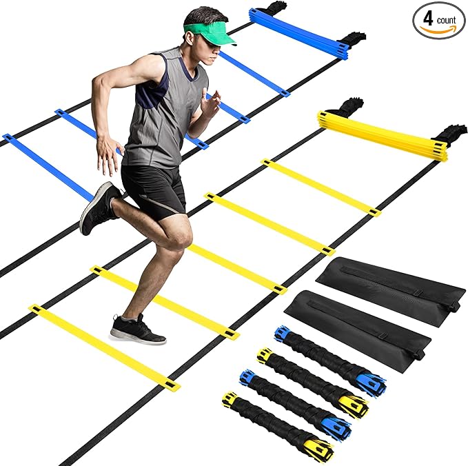 Sosation Agility Ladder 20 Feet Adjustable Rungs Speed Training Exercise Ladders with Carry Bag for Kids and Adults Soccer Football Boxing Footwork Sports Speed Agility Training