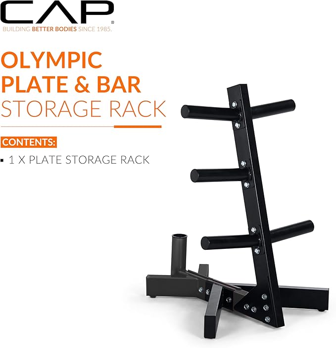 Cap Barbell Olympic Plate Tree Storage Rack, Multiple Colors