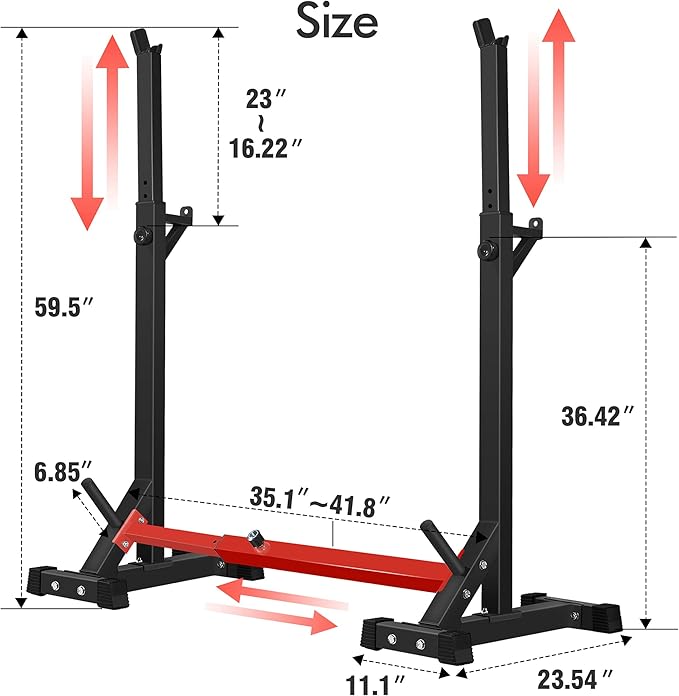 CANPA Adjustable Squat Rack Stand Multi-Function Barbell Rack Weight Lifting Gym Dumbbell Racks Home Gym Bench Press Rack Dumbbell Racks Stands 600Lbs