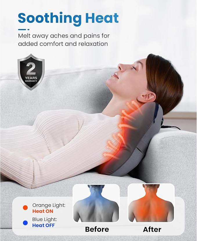 BOB AND BRAD Back Massager with Heat and Remote, EZBack Plus Shiatsu Massage Pillow with 3 Level, Kneading Deep Tissue Massage for Neck, Shoulder, Leg, Upper & Lower Back Pain Relief, FSA Eligible HSA