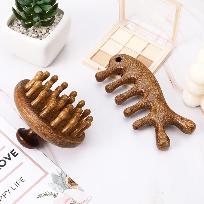 Wooden Scalp Massager, Wood Scalp Massager Comb, Scalps Gua Sha, Portable Manual Head Scrubber, Scalps Care Comb for Women Men