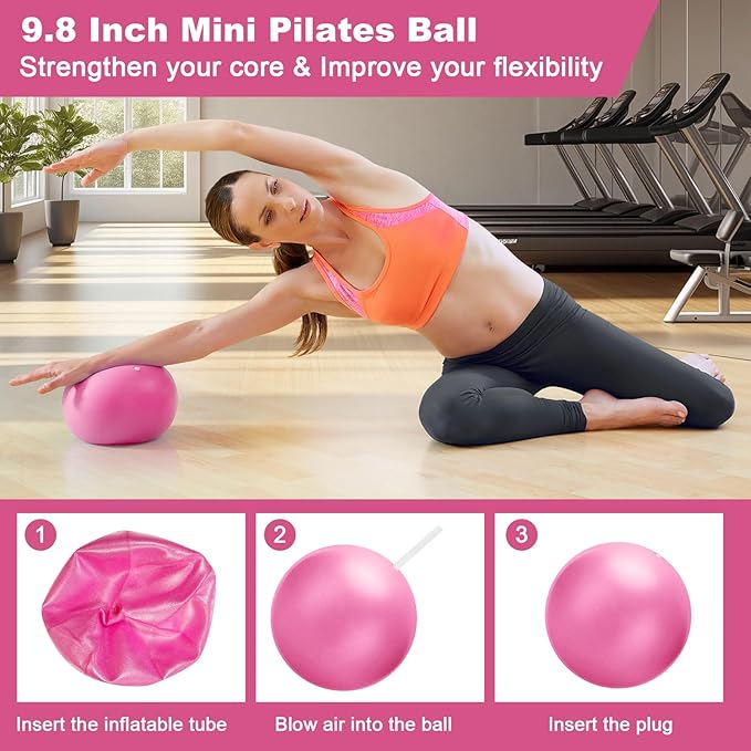 Pilates Kit, Home Pilates Essentials Kit for Women, Pilates Equipment Ring and Ball Set, Magic Circle with 5 Resistance Bands, Hip Thrust Belt & Accessories, Toning Fitness Starter Set