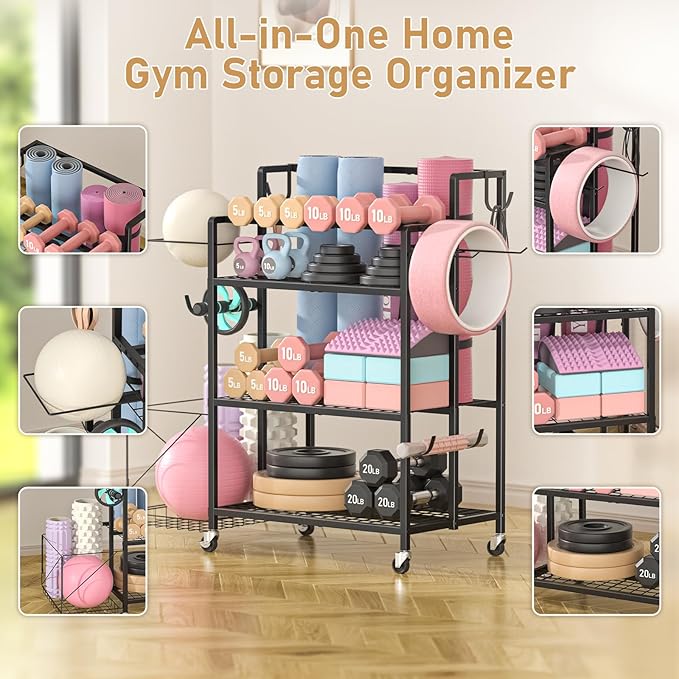 Dumbbell Rack, Utility Weight Storage Racks, Home Gym Storage for Dumbbell Set，Kettlebells，Yoga Mat and Workout Equipment