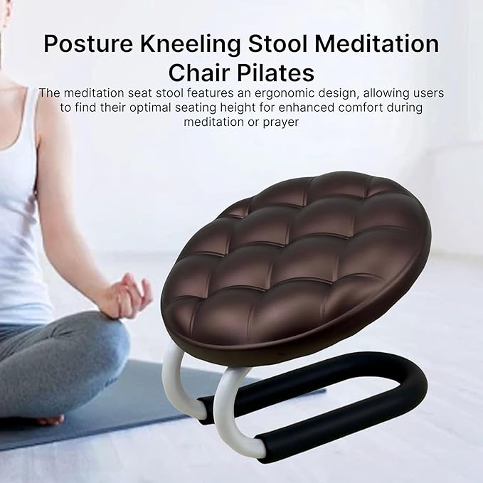 Kneeling Meditation Stool, Prayer Bench Gift Portable Kneeling Bench, Lightweight Meditation Bench Seat for Studio, Praying, Brown