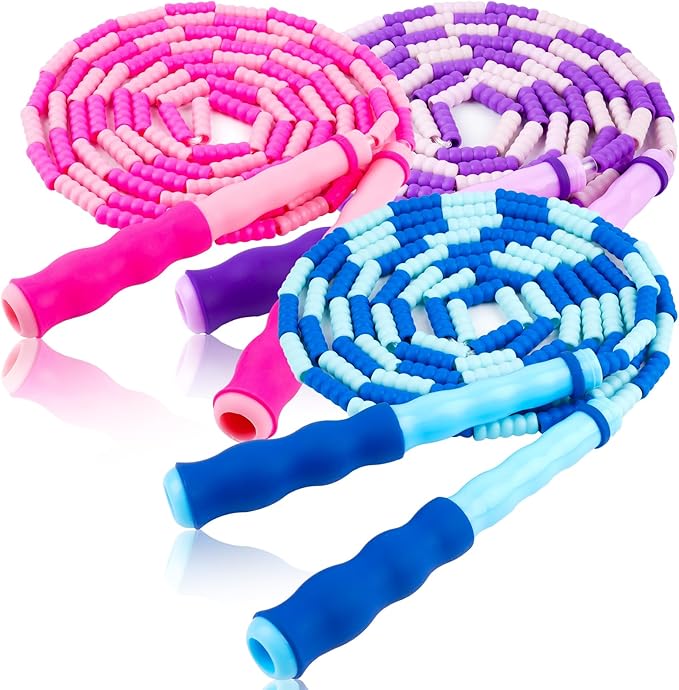 Jump Rope for Kids, 9 Ft Adjustable Jump Ropes for 4 5 6 7 8 10 12, Segmented Soft Beaded Jumping Rope Age 8-12, Tangle Free Skipping Rope for Women Man Fitness Weight Loss