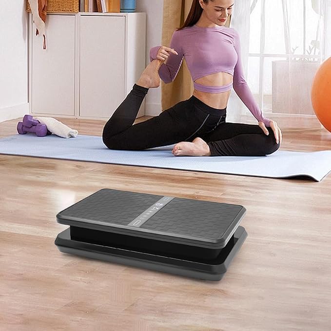 Vibration Plate Exercise Machine, Full Body Shake Plate Vibration Platform Machines for Lymphatic Drainage, Vibration Plates for Weight Loss Home Fitness Equipment with Resistance Bands