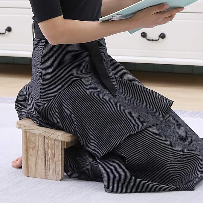 Kneeling Chair,Meditation Bench Kneeling Stool,Perfect Wooden Kneeling Stool Ergonomic Kneeling Meditation Yoga Bench, with Locking Hinges, for Tea Ceremony, Yoga, Praying, Deep Meditation Bench(White