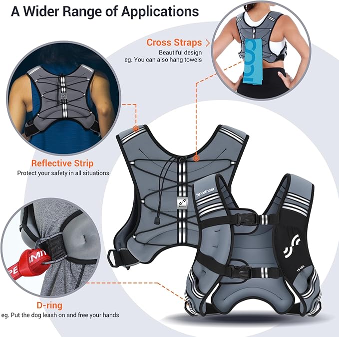 Sportneer Weighted Vest Woman: 8lb/12lb/15lb/20lb/25lb Weight Vest for Walking with Phone Bag, Adjustable Women Weighted Vest for Running Rucking Vest for Jogging Strength Training Weight Loss