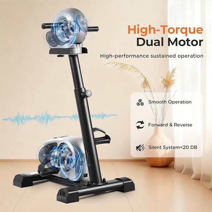 2026 Electric Physical Therapy Exercise Bike with Leg Support & Stroke Hand Brace - Arm Leg Pedal Exerciser | 20 Speed Dual Motorzied Rehab Trainer for Knee, Foot, Arm Recovery | Elderly & Disabled