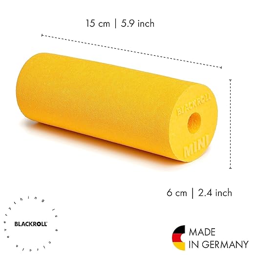 BLACKROLL - Mini Foam Roller, Massage Tool for Feet, Hands, and Arms, Ideal for Travel Size and Targeted Myofascial Release, for Exercise, Massage, and Muscle Recovery, 6" x 2", Yellow