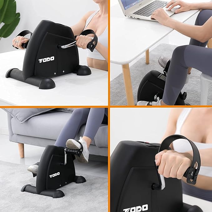 TODO Mini Exercise Bike Pedal Exerciser Foot Peddler Portable Therapy Bicycle with Digital Monitor