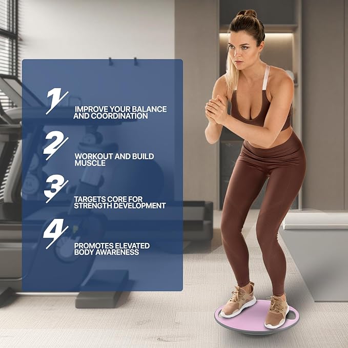 MADOG Wobble Balance Board for Adults, 15.5" TPR Non-slip Surface with Handle for Workout Core Trainer Physical Therapy, Home Gym Stability Board