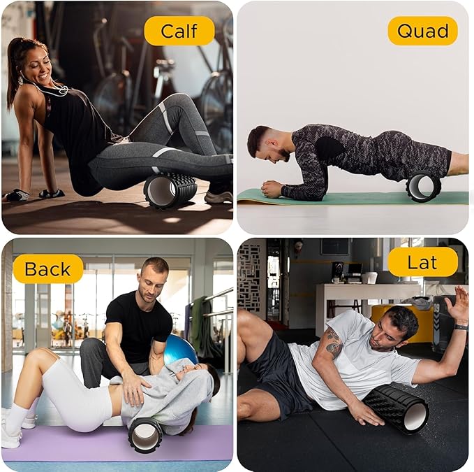 PulseITRoll 30cm Foam Roller – Deep Tissue Back & Muscle Massager for Pain Relief, Myofascial Trigger Point Therapy, Yoga, Pilates & Fitness Recovery – 30CM High-Density Black Roller