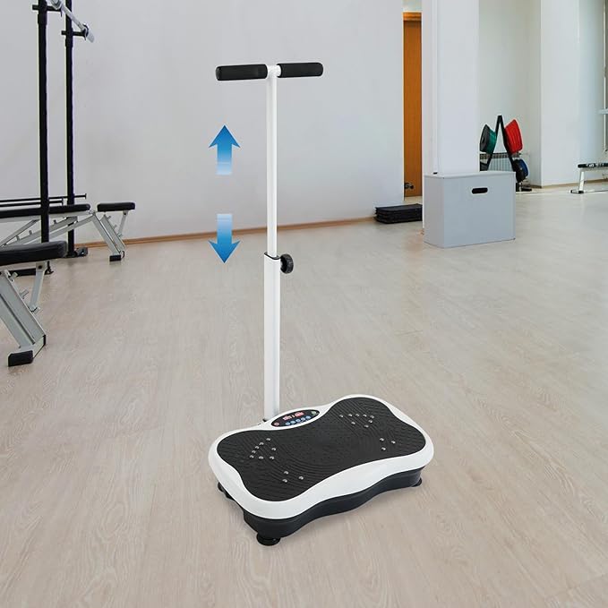 Vibration Plate Exercise Machine with Adjustable Handlebars – Full-Body Workout Vibration Plate Equipment – 120 Speed Levels, Resistance Bands & Remote