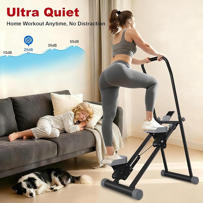 OVER SELF stairmaster Machine for Home - Stair Climber Stepper for Home Gym Exercise, Compact Folding Stair Stepper, Adjustable Handlebar/Pedal, Knee-Friendly Full-Body Workout Equipment