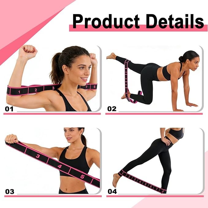 5 Pack Fitness Resistance Bands, Numbered Resistance Bands for Glutes, 8-Section Elastic Training Bands for Yoga, Stretching, Pilates, Fitness