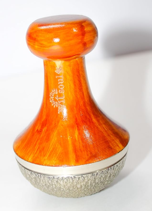 WITSOUL Kansa Bronze Vatki with Handle for Foot Massager, Relaxation and Deep Cleaning Ancient Indian Technique Massager (Natural Brown (Set of 1)