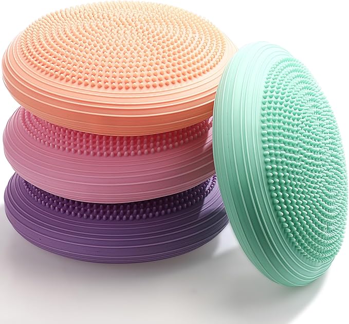 Libima 4 Pcs Wiggle Seat Inflated Wobble Cushion for Sensory Kid 13 Inches Balance Disc Flexible Seating for Classroom Sensory Pad for Chair Wiggle Cushion