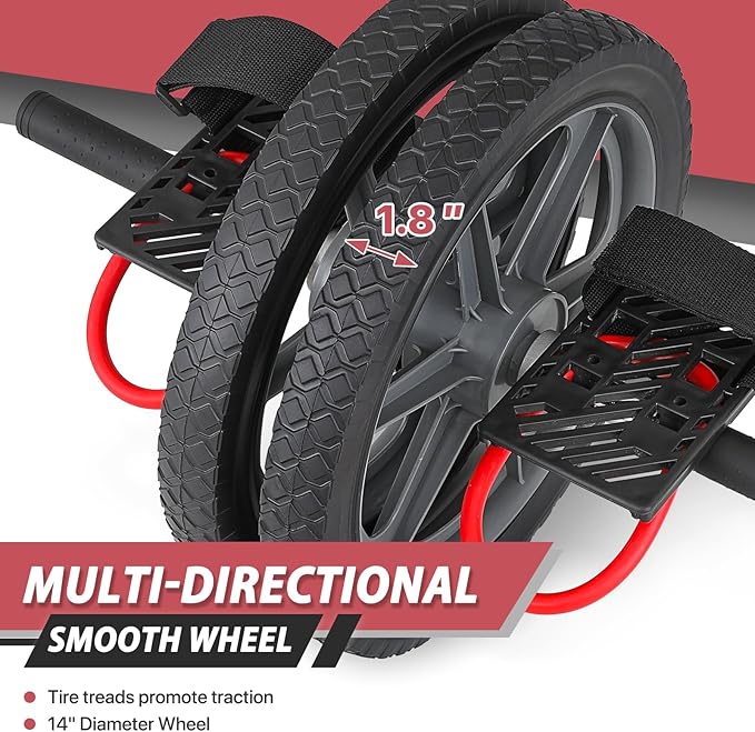 Ab Roller Wheel with Foot Straps, Ab Roller Workout Fitness Equipment for Abdominal and Core Strength Training, Exercise Wheel for Men Women, Ab Machine for Home Gym Workout