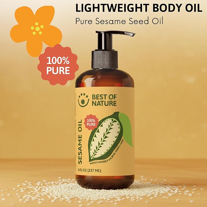 Best of Nature Sesame Body Oil - 5 Gallon Pail (640 oz) - Deep Moisturizing, Detoxifying, Unscented - Unisex - Adults