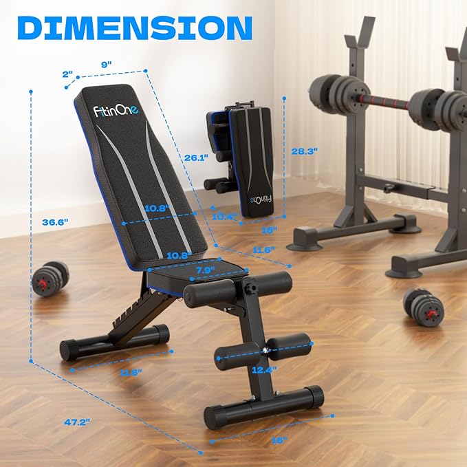Adjustable Folding Weight Bench for Home Gym, 660 lbs Capacity Multi-Functional Workout Bench Sturdy Durable for Full Body