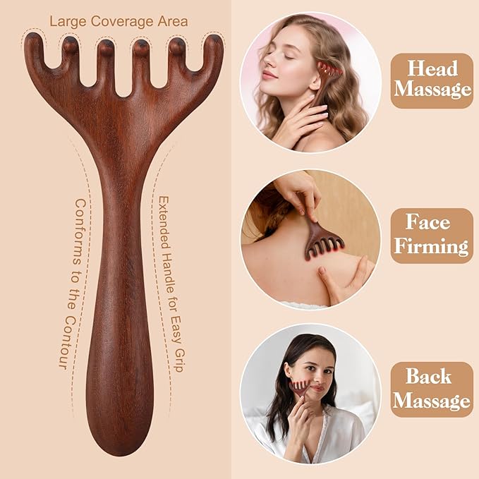 3 Pack Wooden Scalp Massager Tool Loc Combs,Long Handle Head Massage Scalp Loc Brush for Dreads,Multifunctional Hair Massager Tool for Men & Women