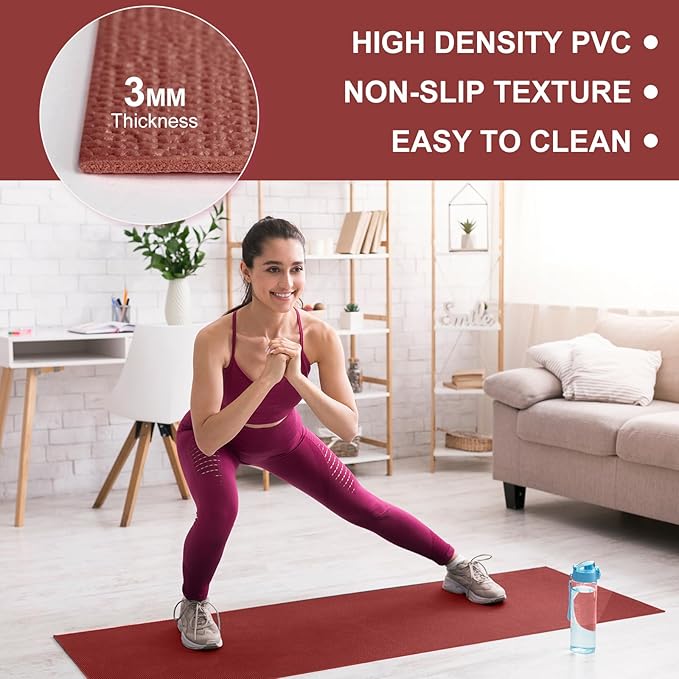24 Pack 3 mm Thick Yoga Mat Bulk, Non Slip Exercise Workout Fitness Pad for Women Men, Gym Home Yoga Pilates, Easy to Clean, Sturdy PVC