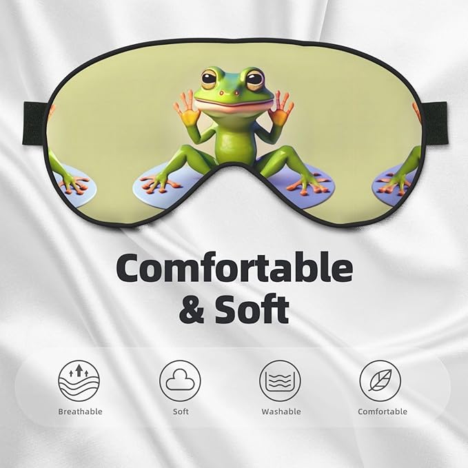 The Funny Frog Doing Yoga Head-Mounted Double-Sided Light-Blocking Sleeping Eye mask to Protect Eyes and Relieve Eye Fatigue