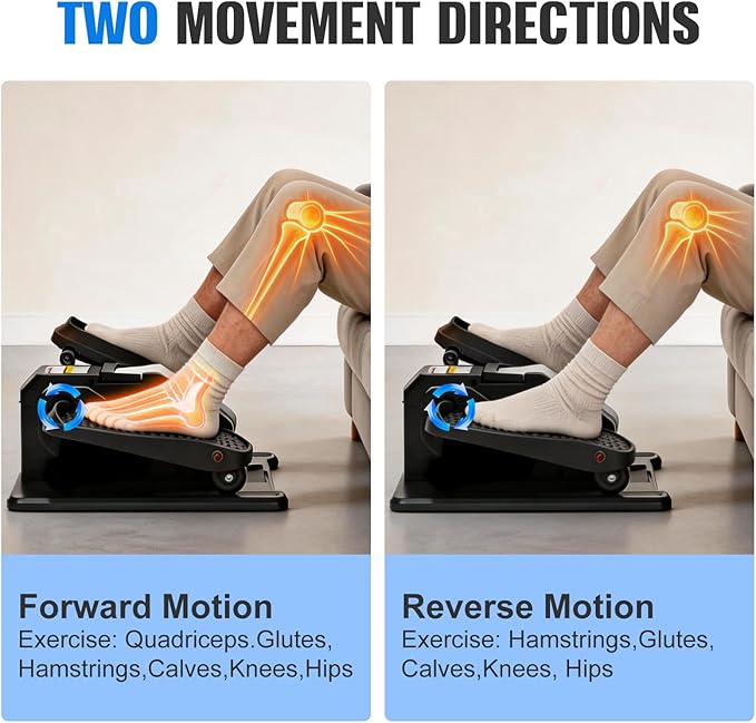 TABEKE Under Desk Elliptical Machine, Electric Ellipse Leg Exerciser for Senior with Remote Control & 12 Speeds, Portable Quiet Electric Seated Pedal Exerciser for Home with Display Monitor