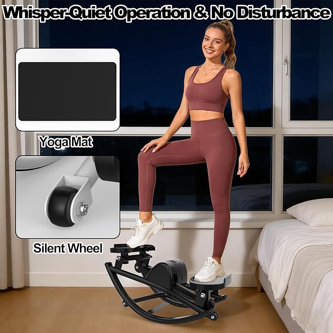 Rocking Stepper for Exercise at Home, 3D Motion Stair Stepper with Resistance Bands & Balance Board, Low-Impact Full Body Workout Equipment, Stable Structure Exercise Equipment[New Vision]