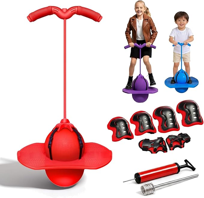 Childrens Balance Jumping Ball, 2026 Upgraded Non-Slip Jumping Balance Board for Kids, Crazy Bouncing Ball with Handle and Pump, High Jump Toy Bounce Jump Trick Board for Kids & Adults