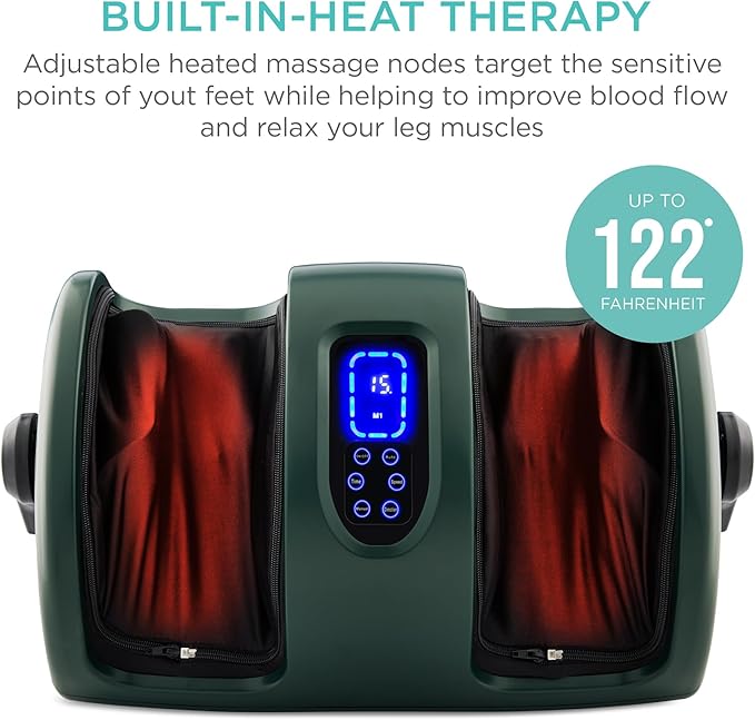 Best Choice Products Heated Shiatsu Foot Massager for Pain Relief, Plantar Fasciitis, Neuropathy, Blood Circulation w/Compact Design - Dark Green