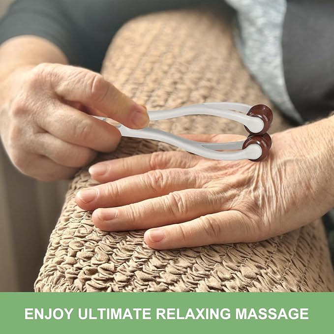 Finger Massager, Hand Massager for Arthritis and Carpal Tunnel. Dual-sided Bian Stone Massage Roller Tool for Circulation, Trigger Finger, Hand Therapy, Pain Relief, Stress. Great Gift for Her/Him.