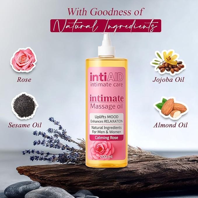 Intimate Body Massage Oil for date nights. Uplifts mood & Enhances Relaxation during Intimate Moments. Gentle & Natural Nourishing Ingredients like Jojoba, Almond Oil & Vitamin E - 7 Fl Oz