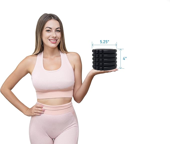 5” Mini Foam Roller - Firm, Deep Tissue Muscle Massager, Myofascial Release, Travel Friendly (Black)