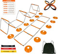 All-in-One Agility Ladder Agility Training Equipment Foldable Instant Set-up Tangle-Free Design 8+4 Rung Speed Ladder Workout Ladder with 12 Soccer Cones & 3 Resistance Band & 1 Storage Bag