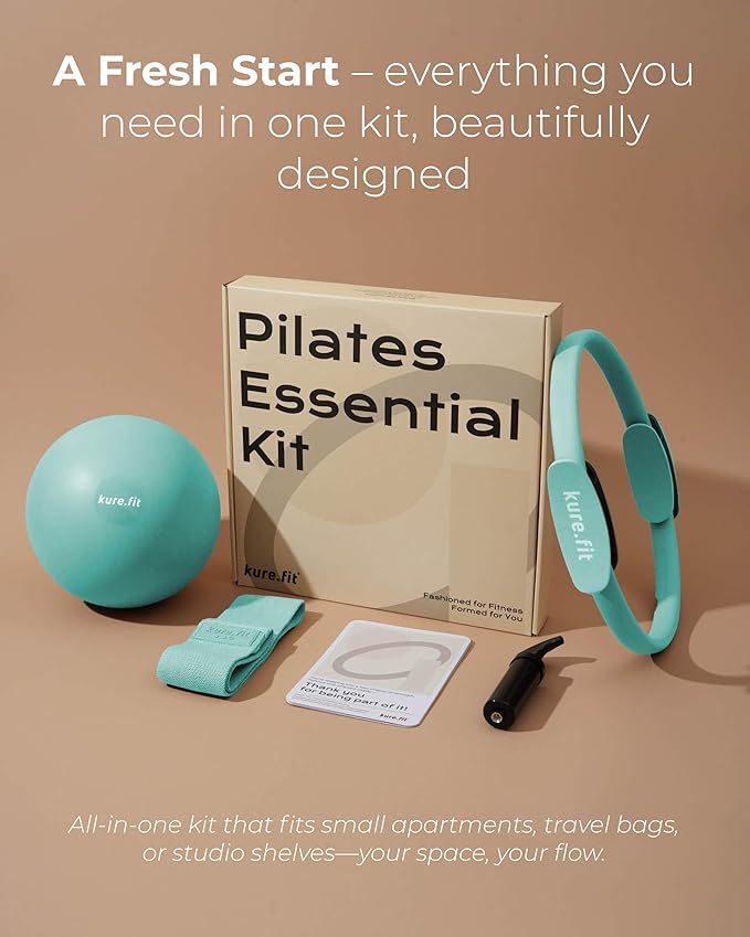Green Pilates Kit and Green Adjustable Dumbbell Set 2lb to 5lb Bundle