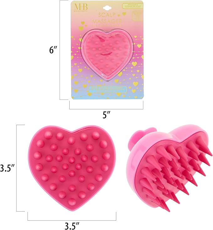 EXPRESSIONS Heart Shaped Scalp Massager Tool for Rejuvenating Scalp and Hair Follicles with Ergonomic Design Silicone Scrubber for Daily Care - Pink