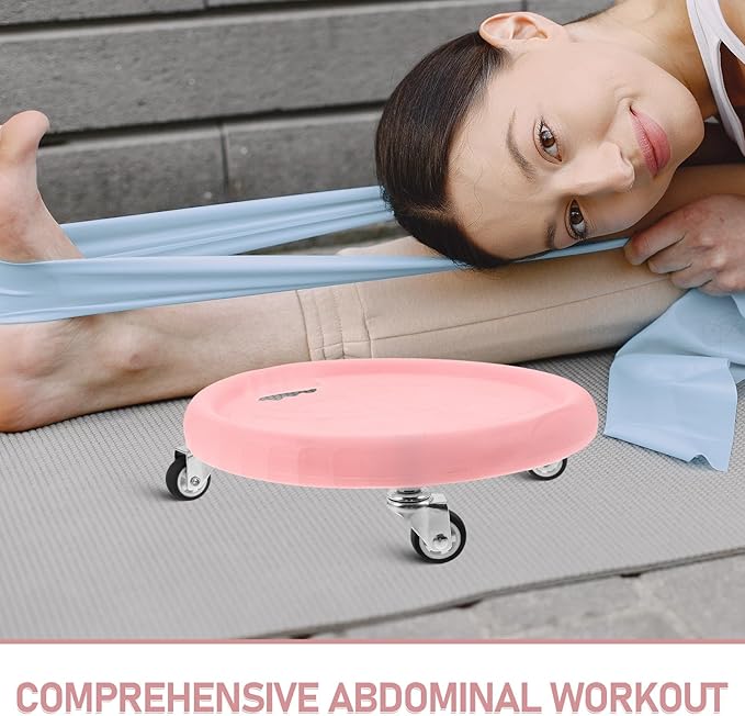 GLEAVI Ab Roller Wheel and Foot Sliders for Core Exercise, Pink Abdominal Roller with Silent Glide Board and Knee Pad, Fitness Disc for Home Workout and Belly Muscle Training