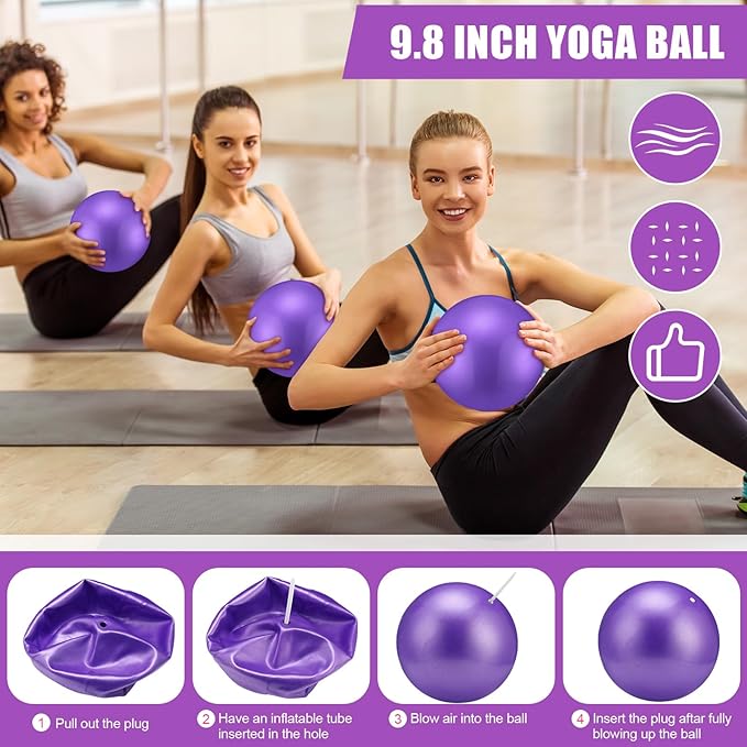 10 Pcs Home Pilates Ring Set for Women Yoga Equipment Accessories Pilates Ring Circle and Ball Workouts Gift Include Ball Yoga Circle Resistance Bands Block Straps Gym Bag